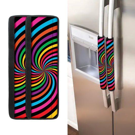 Rainbow Psychedelic Swirl Print Refrigerator Handle Covers