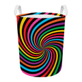 Rainbow Psychedelic Swirl Print Round Laundry Basket