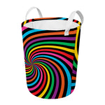 Rainbow Psychedelic Swirl Print Round Laundry Basket