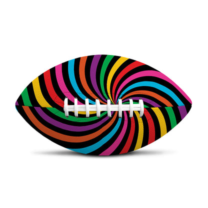 Rainbow Psychedelic Swirl Print Rugby Ball