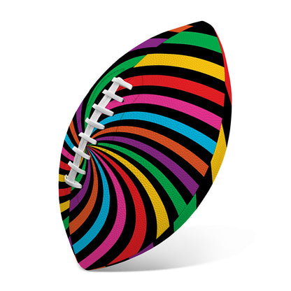 Rainbow Psychedelic Swirl Print Rugby Ball