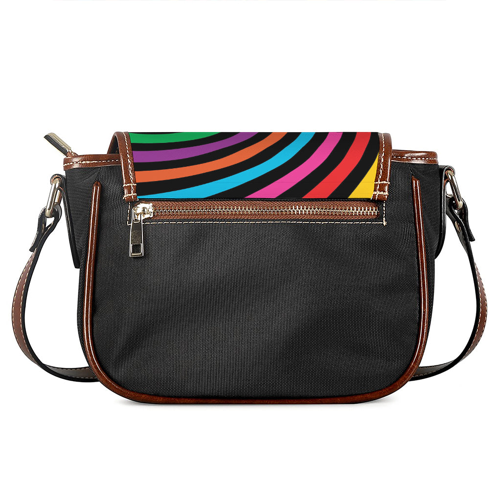 Rainbow Psychedelic Swirl Print Saddle Bag