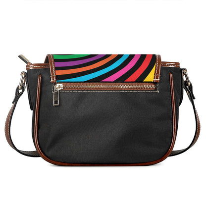 Rainbow Psychedelic Swirl Print Saddle Bag