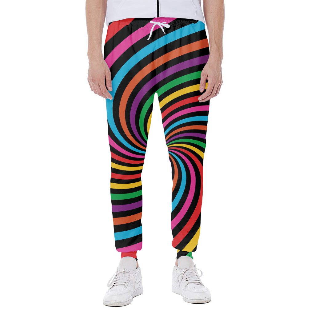 Rainbow Psychedelic Swirl Print Scuba Joggers