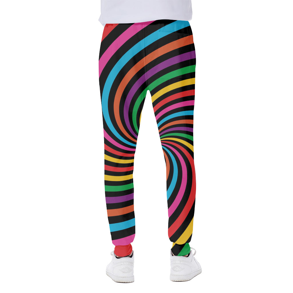 Rainbow Psychedelic Swirl Print Scuba Joggers