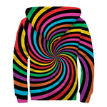 Rainbow Psychedelic Swirl Print Sherpa Lined Zip Up Hoodie