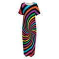Rainbow Psychedelic Swirl Print Short Sleeve Long Nightdress