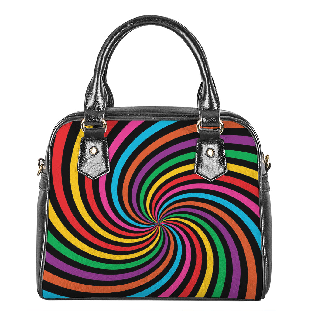 Rainbow Psychedelic Swirl Print Shoulder Handbag