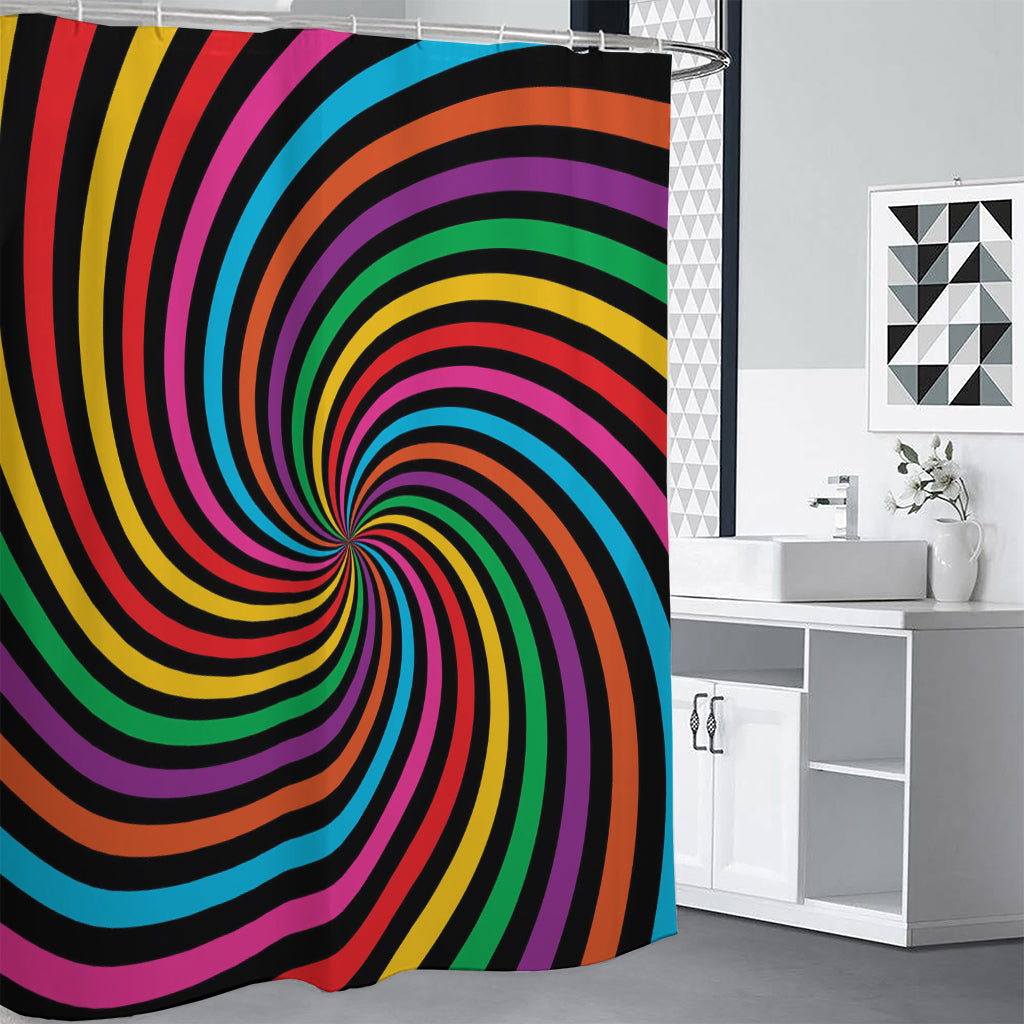 Rainbow Psychedelic Swirl Print Shower Curtain