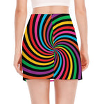 Rainbow Psychedelic Swirl Print Side Slit Mini Skirt