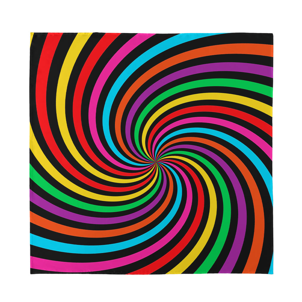 Rainbow Psychedelic Swirl Print Silk Bandana