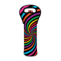 Rainbow Psychedelic Swirl Print Single Neoprene Wine Tote