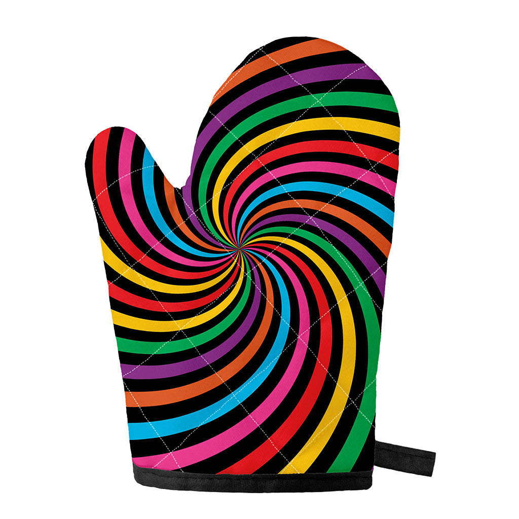Rainbow Psychedelic Swirl Print Single Oven Mitt