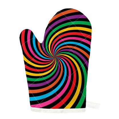 Rainbow Psychedelic Swirl Print Single Oven Mitt