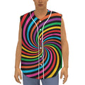 Rainbow Psychedelic Swirl Print Sleeveless Baseball Jersey