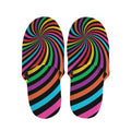 Rainbow Psychedelic Swirl Print Slippers
