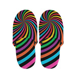 Rainbow Psychedelic Swirl Print Slippers