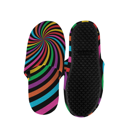 Rainbow Psychedelic Swirl Print Slippers