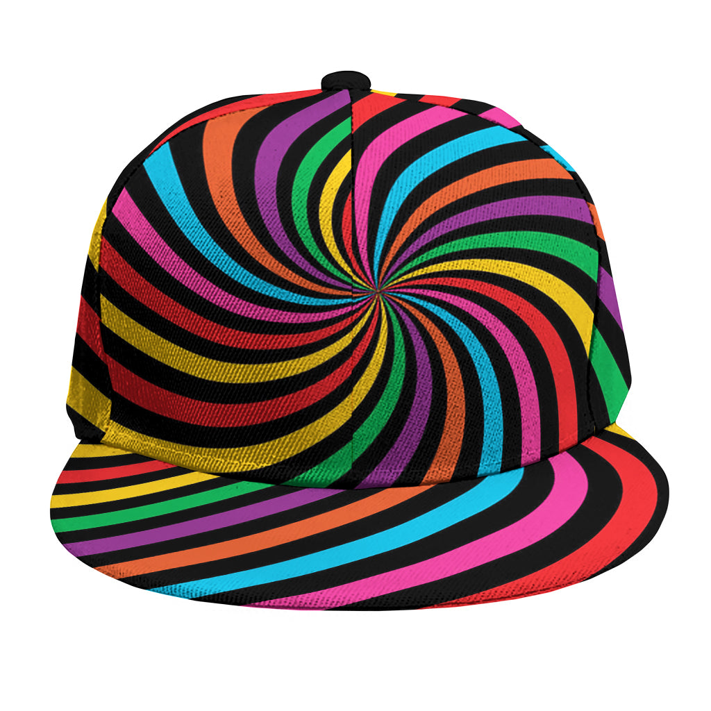Rainbow Psychedelic Swirl Print Snapback Cap
