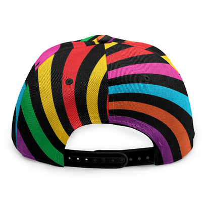 Rainbow Psychedelic Swirl Print Snapback Cap
