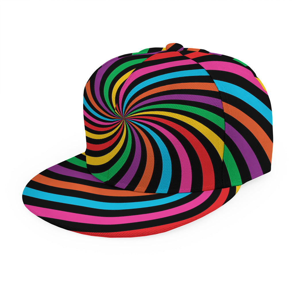 Rainbow Psychedelic Swirl Print Snapback Cap