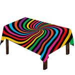 Rainbow Psychedelic Swirl Print Tablecloth