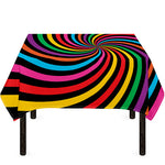 Rainbow Psychedelic Swirl Print Tablecloth