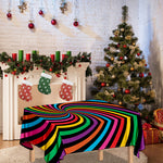 Rainbow Psychedelic Swirl Print Tablecloth