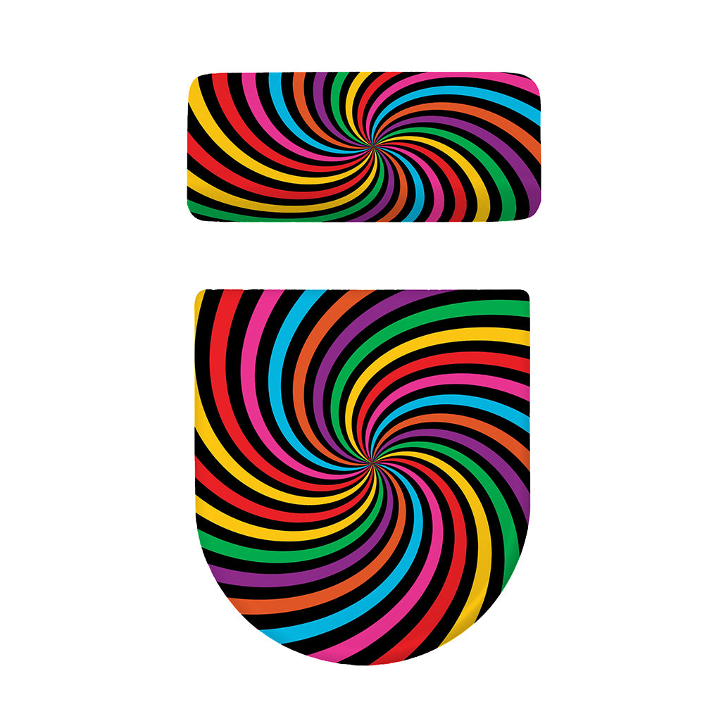 Rainbow Psychedelic Swirl Print Toilet Lid And Tank Cover Set