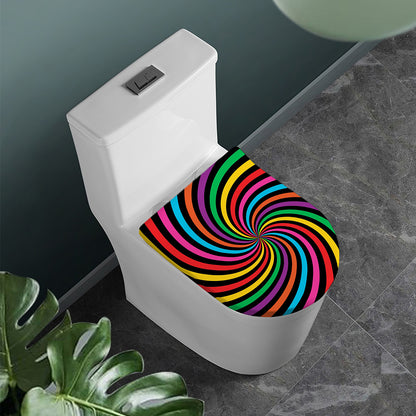Rainbow Psychedelic Swirl Print Toilet Lid Cover