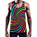 Rainbow Psychedelic Swirl Print Men's Workout Tank Top