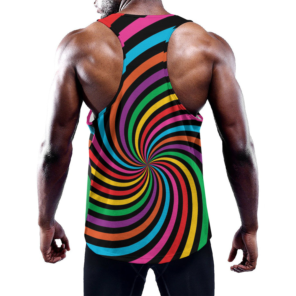 Rainbow Psychedelic Swirl Print Training Tank Top