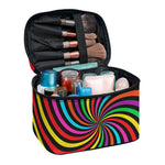 Rainbow Psychedelic Swirl Print Travel Makeup Bag