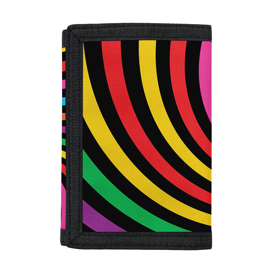 Rainbow Psychedelic Swirl Print Trifold Wallet