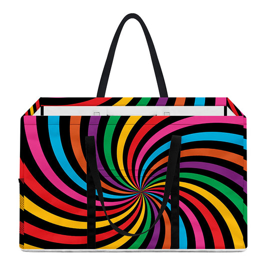 Rainbow Psychedelic Swirl Print Utility Tote Bag