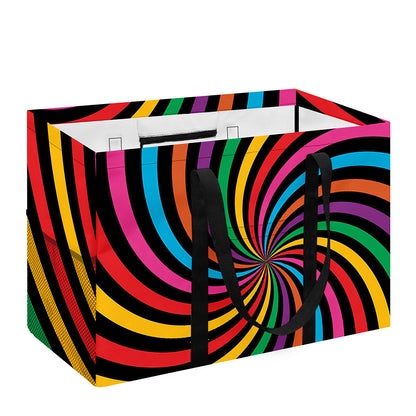 Rainbow Psychedelic Swirl Print Utility Tote Bag