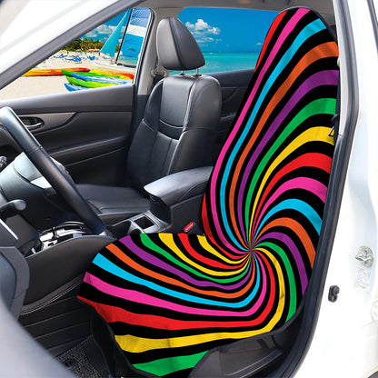 Rainbow Psychedelic Swirl Print Waterproof Car Seat Cover