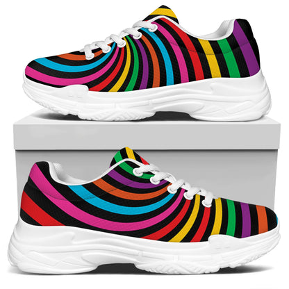 Rainbow Psychedelic Swirl Print White Chunky Shoes