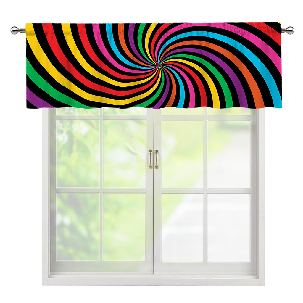 Rainbow Psychedelic Swirl Print Window Valance