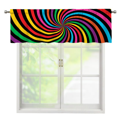 Rainbow Psychedelic Swirl Print Window Valance
