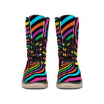Rainbow Psychedelic Swirl Print Winter Boots