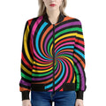 Rainbow Psychedelic Swirl Print Women's Bomber Jacket