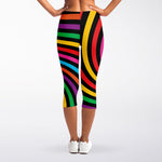 Rainbow Psychedelic Swirl Print Women's Capri Leggings