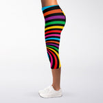 Rainbow Psychedelic Swirl Print Women's Capri Leggings