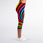 Rainbow Psychedelic Swirl Print Women's Capri Leggings