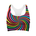 Rainbow Psychedelic Swirl Print Women's Sports Bra