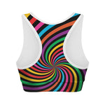 Rainbow Psychedelic Swirl Print Women's Sports Bra