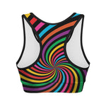 Rainbow Psychedelic Swirl Print Women's Sports Bra