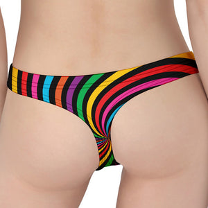 Rainbow Psychedelic Swirl Print Women's Thong