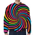 Rainbow Psychedelic Swirl Print Zip Sleeve Bomber Jacket